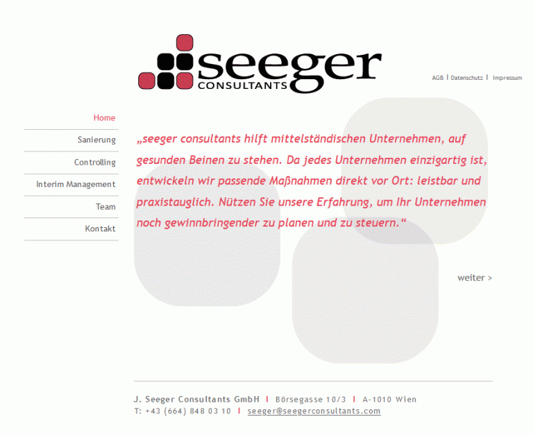 Webseite J. Seeger Consultants GmbH