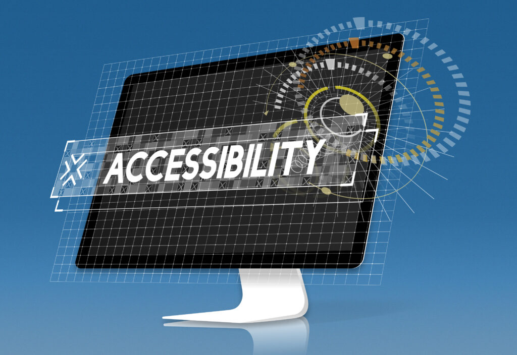 Auf einer Darstellung von einem Bildschirm steht "Accessibility"